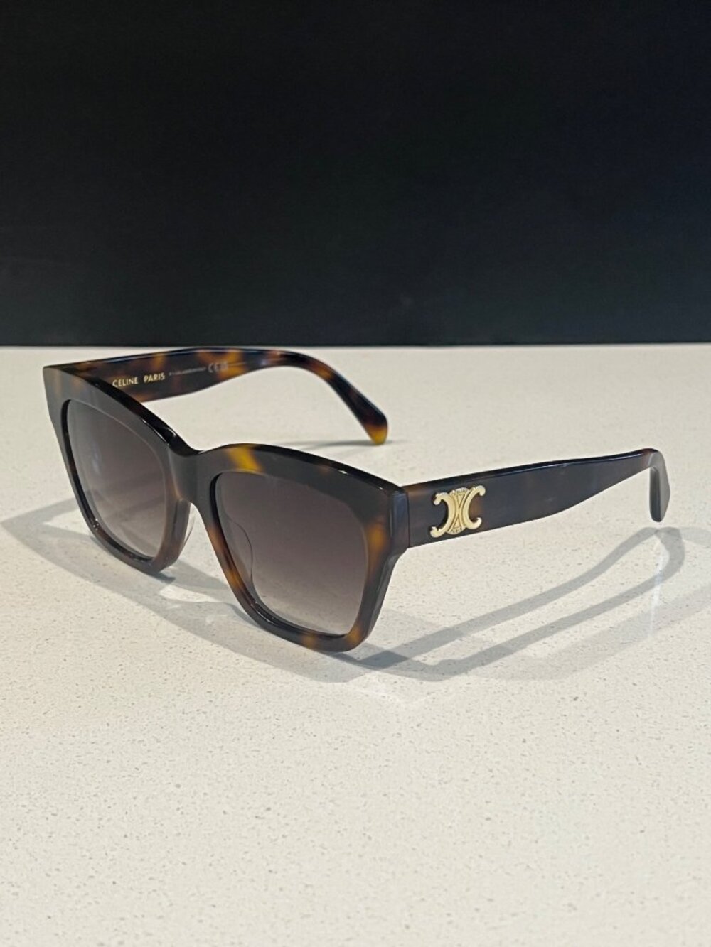 CELINE Triomphe CL402531 Geometric Havana Sunglasses, 55mm
